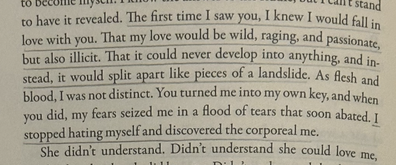 The look in her eyes, the sound of her voice, snatches of our conversations-those sensory impressions formed a leech that attached itself to me and started sucking my blood. I sealed the leech in a plastic bag and kept it at a distance. But then I discovered white foam spilling over my windowsill. The ocean was depositingits frothy residue, filling my sanctum with wave after wave. To my horror, she insistently lived on inside of me
